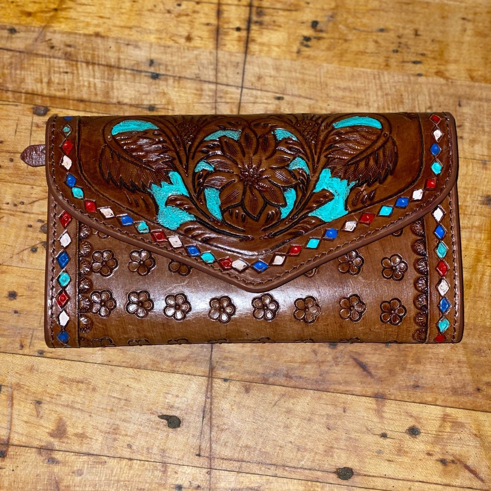Like new Myra hand painted leather wallet, have used less than 1 month